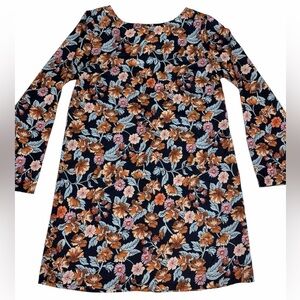 Halogen Women’s Long Sleeve Floral Mini Dress Size M Retro Hippie Style